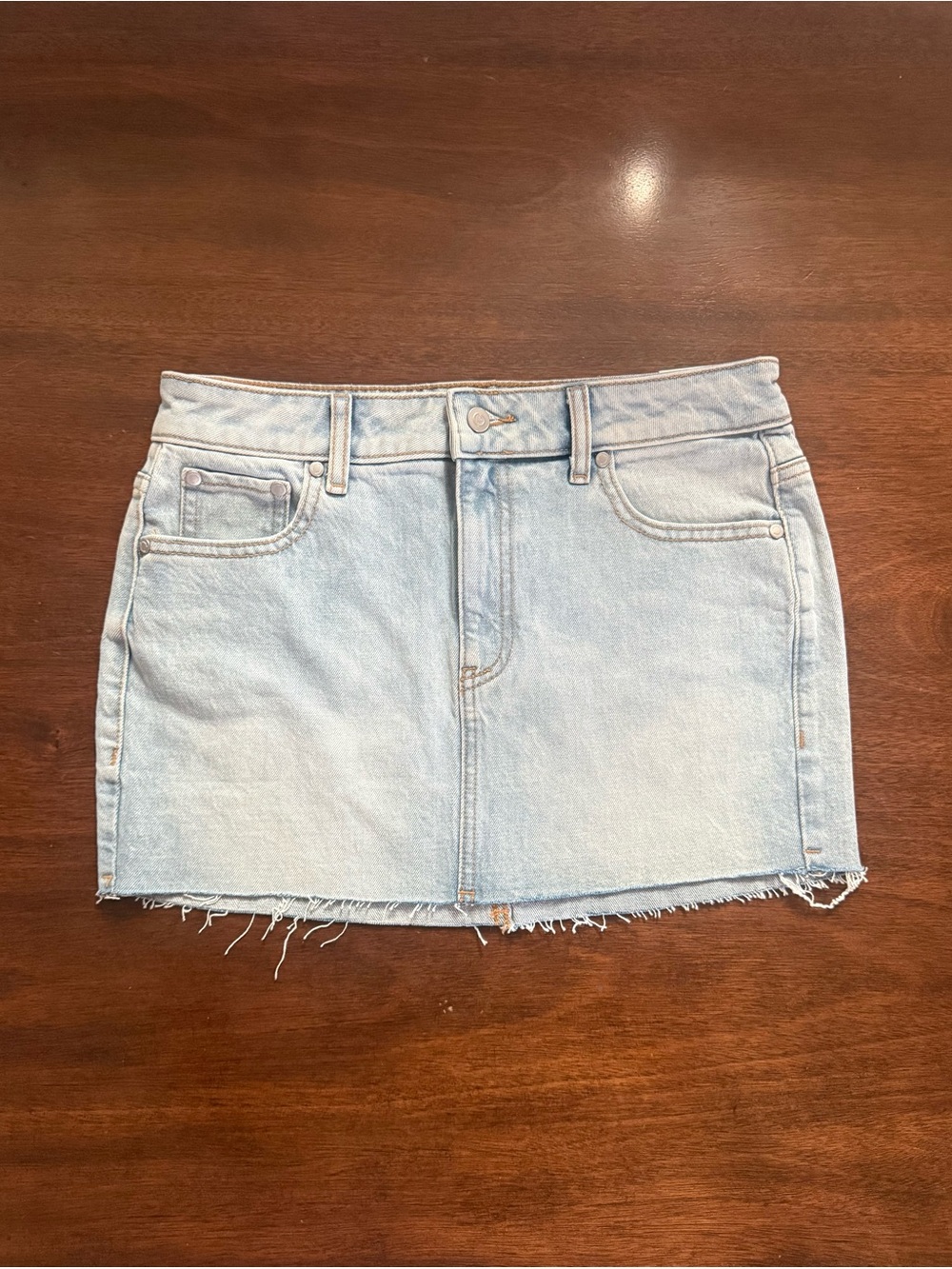 VS PINK Light Blue Denim Mini Skirt - Frayed Hem NWT